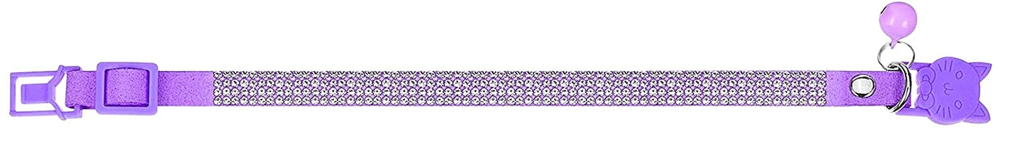 haoyueer Rhinestones Dog Cat Collars with Bell Bling Pet Puppy Collars with Soft Velvet Crystal Collars Girl Jeweled Necklace (Blue) … - Furr-Reel