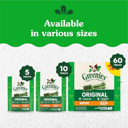 GREENIES Dog Treats Original TEENIE Natural Dental Care, (43 Treats) 12oz. Pack