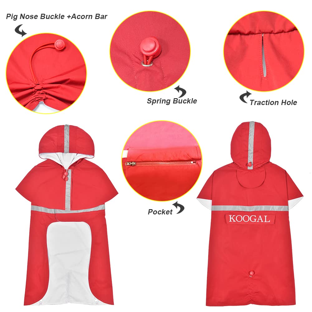 KOOGAL Pet Large Dog Raincoat Apparel Poncho Waterproof for Medium Large Sized for Dog Raincoat Clothes,Dog Rain Jacket,Pet Dog Clothes,Raincoats Coat (Green, 2XL)