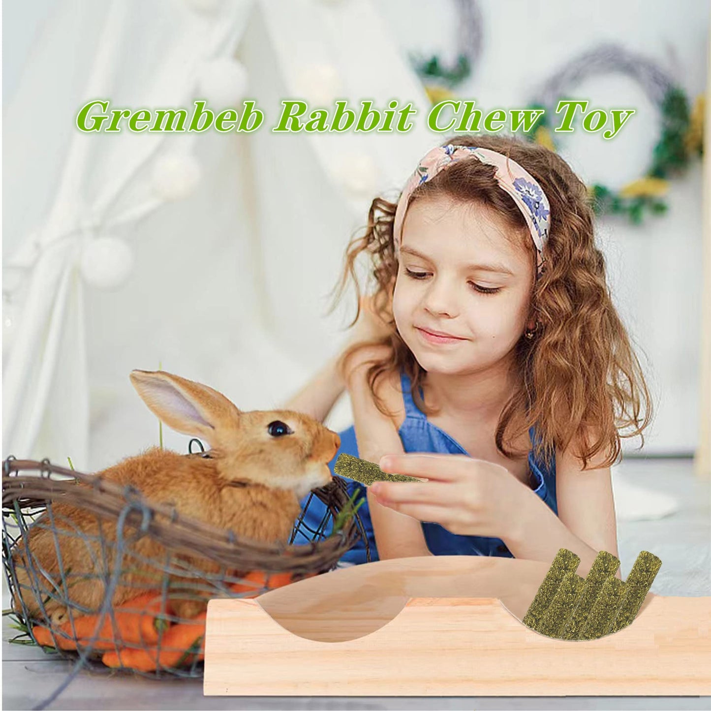 GREMBEB Rabbit Toys,Timothy Hay Stick for Guinea Pig Toy Bunny Chew Toys for Teeth Grinding Hamster Alfalfa Bite Treat Rabbit Molar Food Snack for Pet Rat Chinchilla Squirrel Gerbil-58PCS