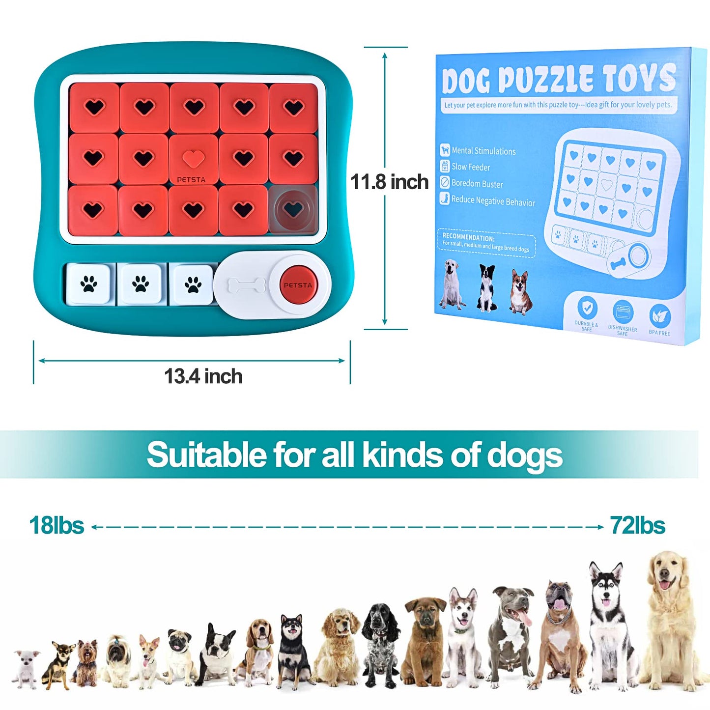 Dog Puzzle Toys, Treat Dispensing Dog Enrichment Toys for IQ Training and Brain Stimulation, Interactive Mentally Stimulating Toys as Gifts for Puppies, Cats, Dogs