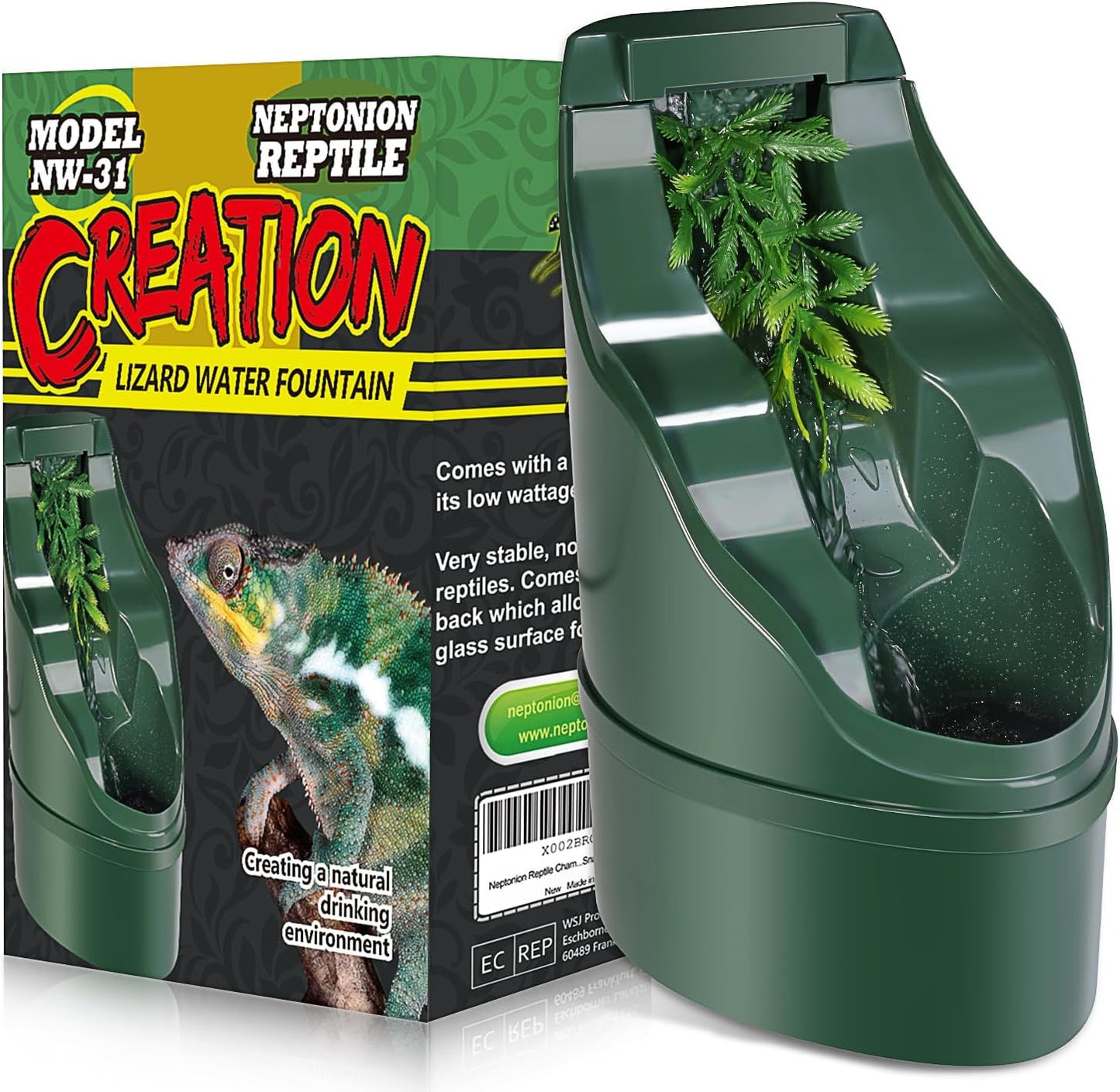 Reptile Chameleon Cantina Drinking Fountain Water dripper Comes with Feeding Tongs and Frosted Tweezer for Amphibians Insects Lizard Turtle Snake Spider Frog Gecko Furr-Reel