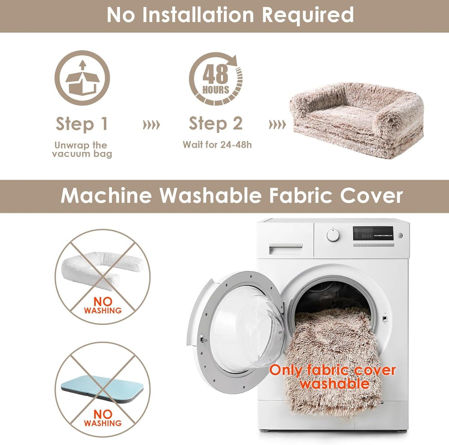 EHEYCIGA Foldable XXL Dog Bed, 54"x38"x7.5" Memory Foam Orthopedic Dog Couch for Extra Large Dogs, Calming Waterproof Pet Sofa with Washable Cover, Human Dog Bed for Kids, Dark Grey - Furr-Reel