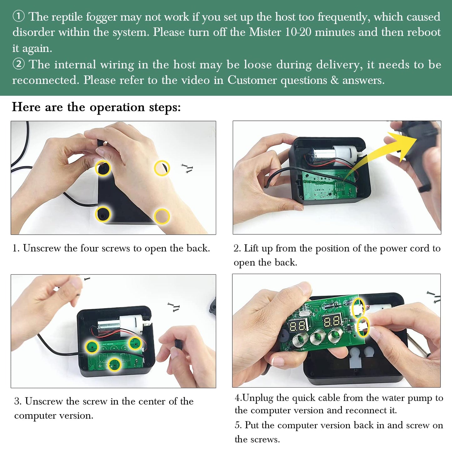 Reptile Smart Mister, Reptile Humidifiers Misting System Automatic with Timer, Terrariums Humidifier with 360°Adjustable Misting Nozzles for Chameleon, Lizard, Snake, Turtle, Frog