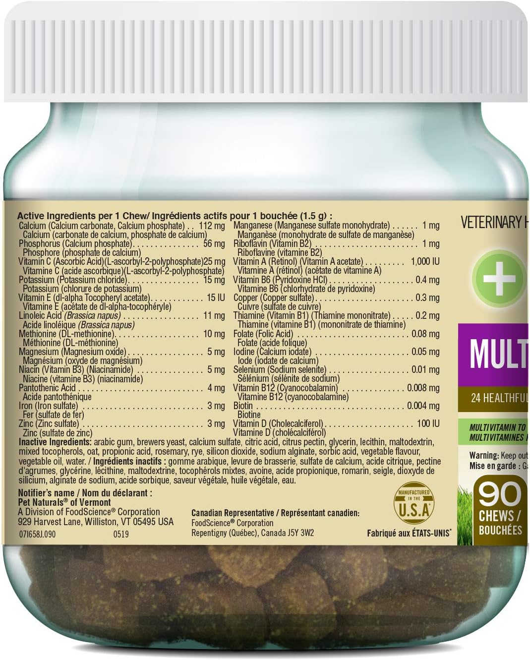 PET NATURALS, Multi Vitamins for Dogs, Daily Multivitamin with 24 Healthful Nutrients, 90 Bite-Sized Chews Brown