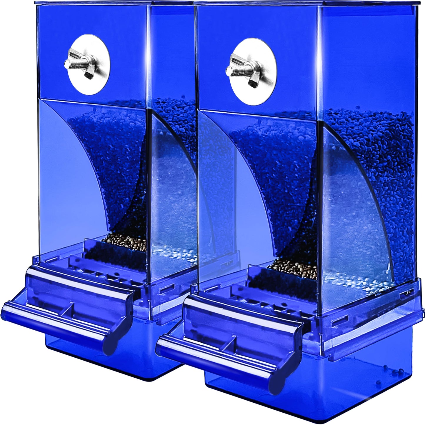 Automatic Bird Feeder, No Mess Acrylic Parrot Foraging Feeder, Transparent Bird Feeders Container Cage Accessories for Most Birds Parrot Canary Cockatoo(2 Pack)