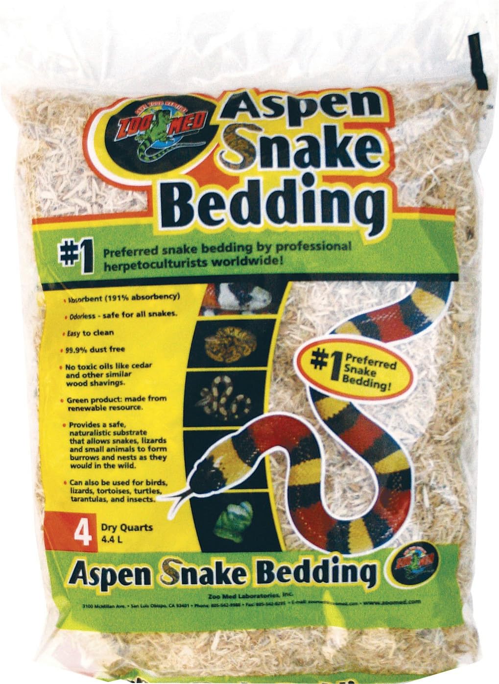 Zoo Med Aspen Snake Bedding - 4 qt AZMSB-4
