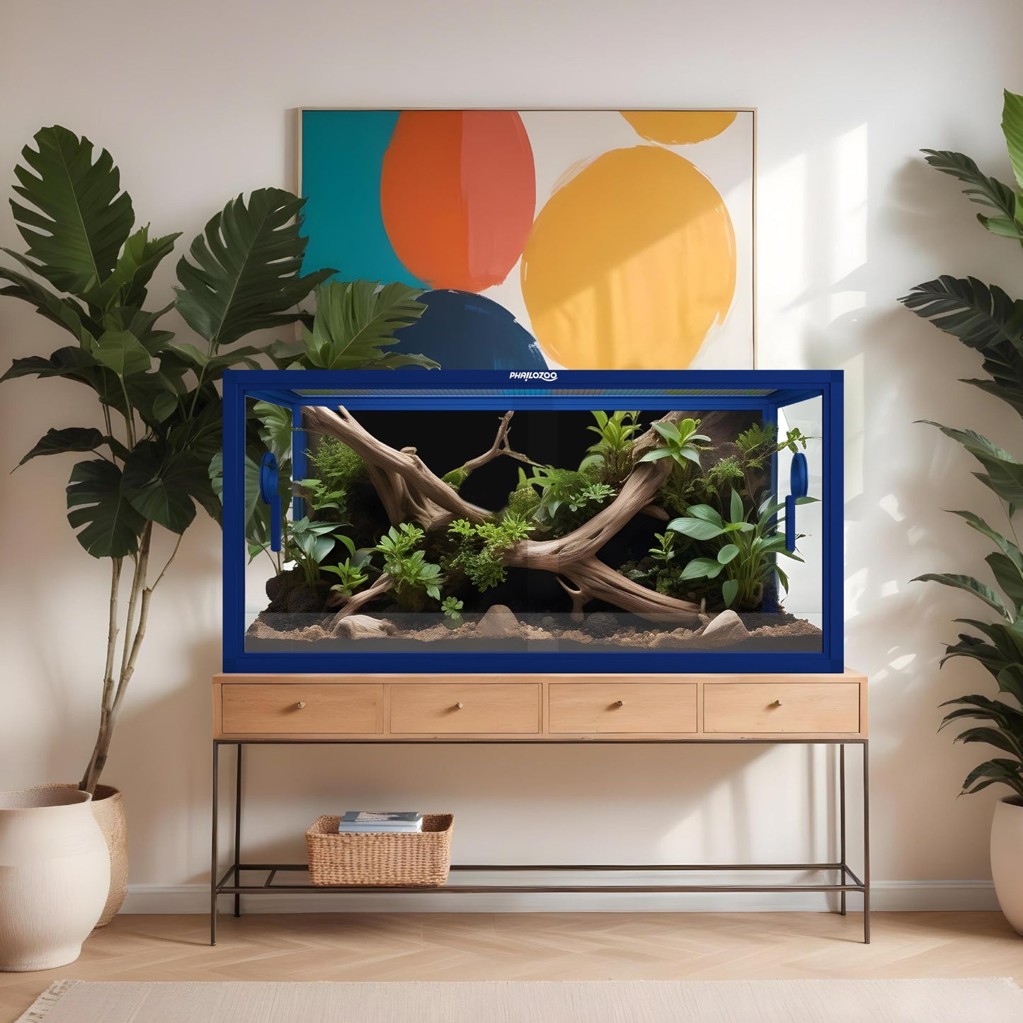 50 Gallon Reptile Terrarium, Reptile Tank for Easy Maintenance, Front Opening Reptile Enclosure with Top Screen Ventilation & Glass Sliding Door 36''x18''x18'' (Ultimate Black) - Furr-Reel
