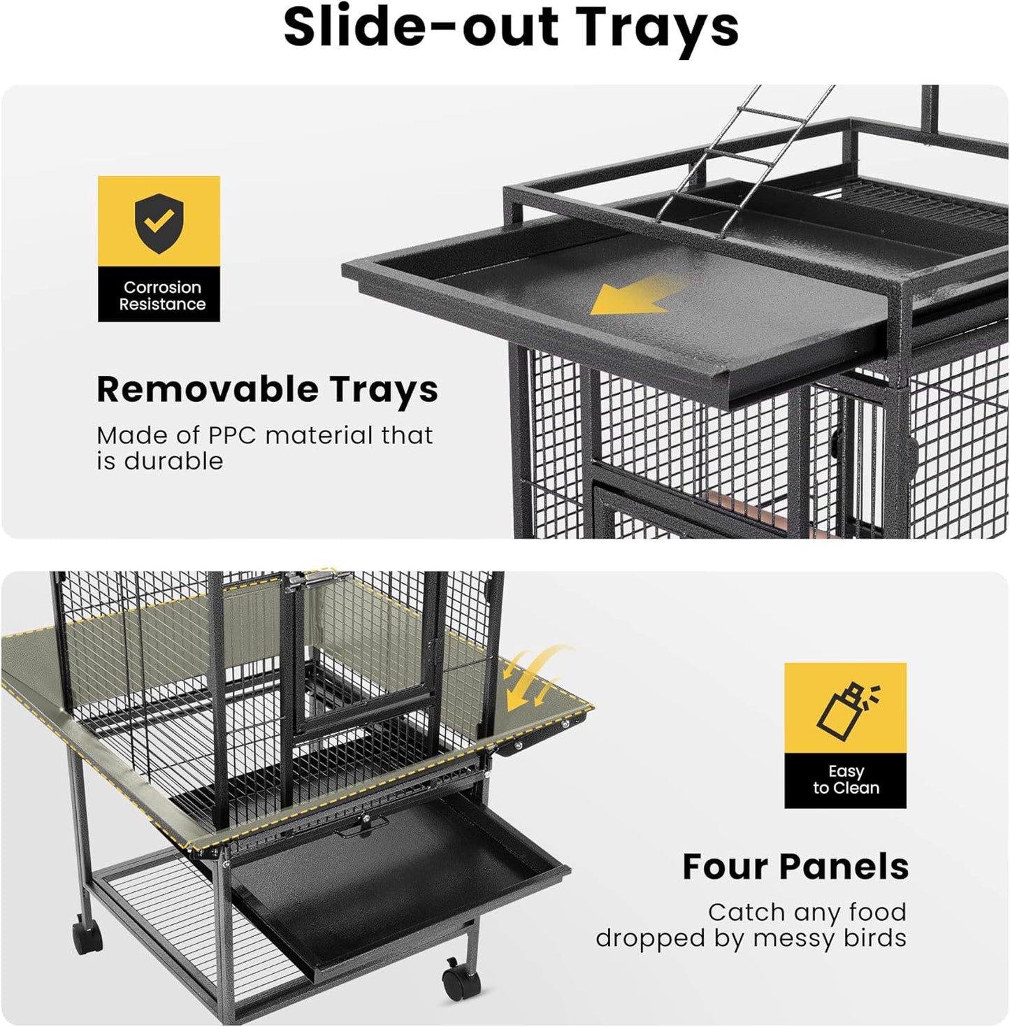 VIVOHOME 72 Inch Wrought Iron Large Bird Cage with Play Top and Stand for Parrots Lovebird Cockatiel Parakeets