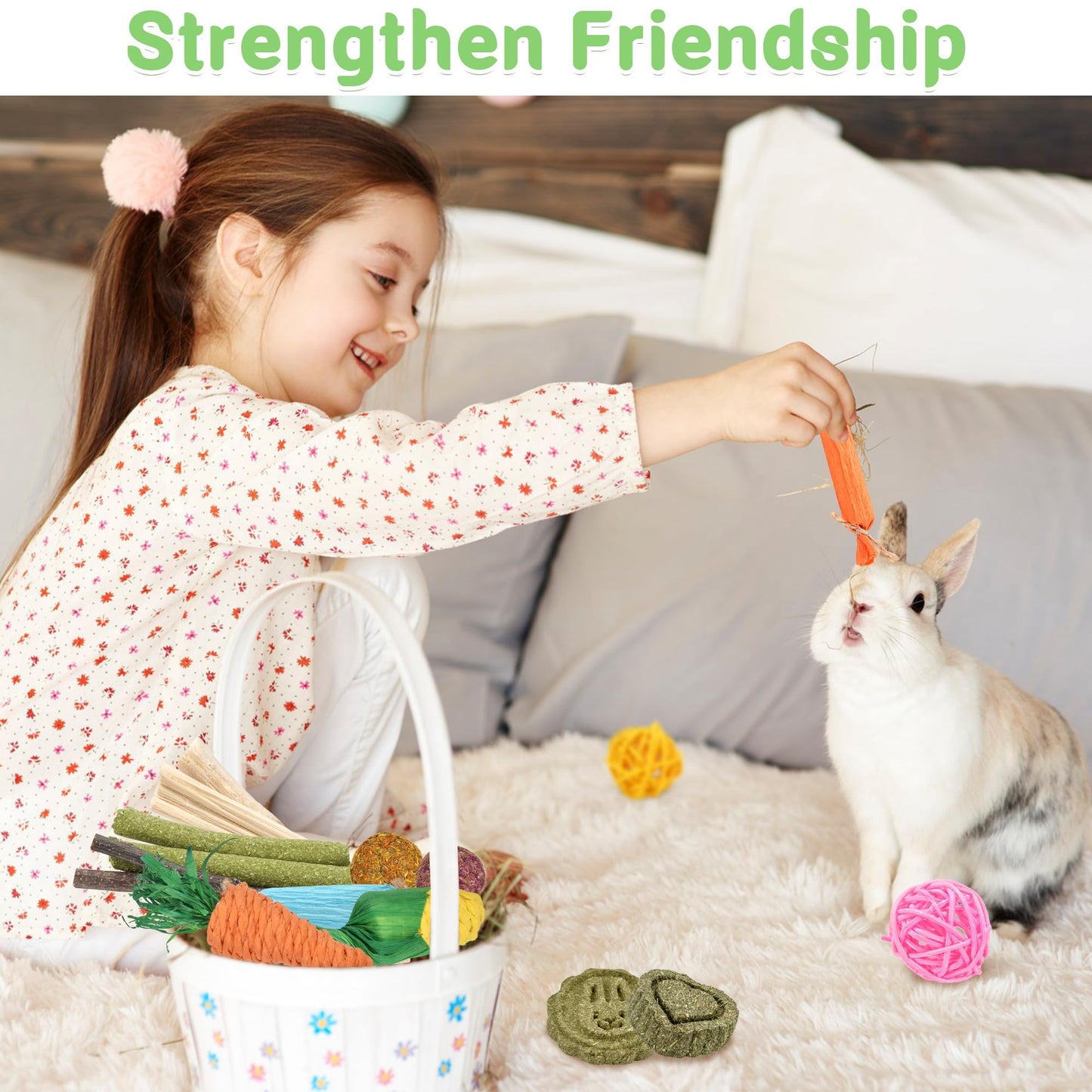 22-Pack Natural Bunny Chew Toys, Boredom Breakers for Rabbit, Hamster, Guinea Pig & Chinchilla, Apple Wood Timothy Hay Sticks for Small Animal Teething Furr-Reel