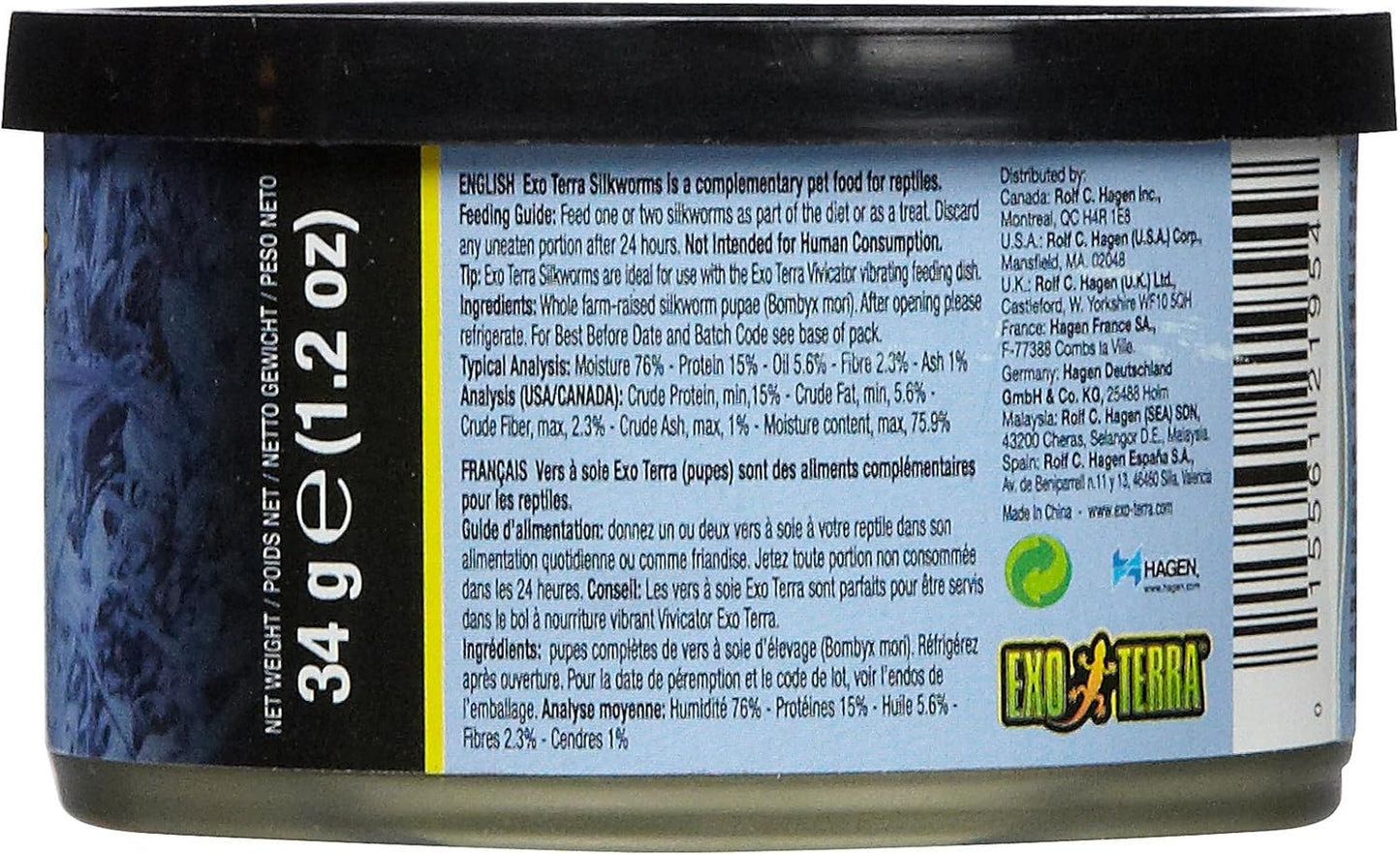 Exo Terra Canned Silkworms (Pupea) - 34 g (1.2 oz)