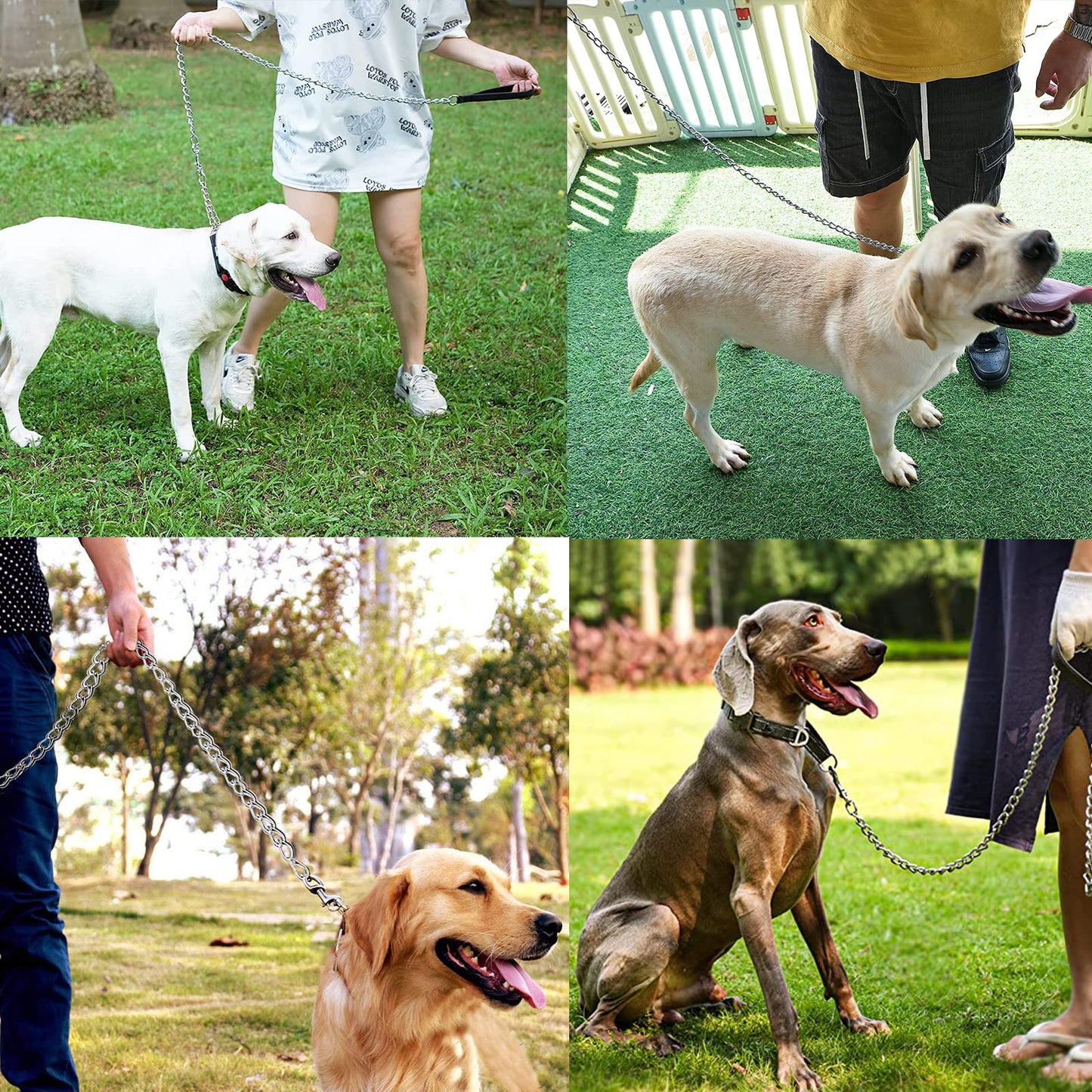 Heavy Duty Metal Dog Leash, 4FT Chew Proof Pet Leash Chain with Soft Padded Handle for Large & Medium Size Dogs (120cm*3mm)