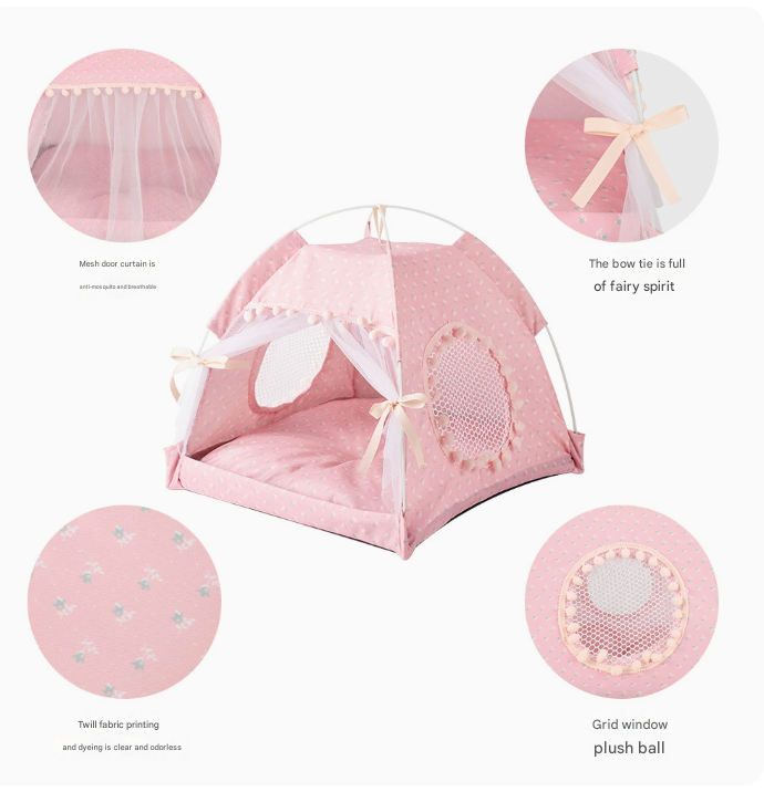 NNEDSZ Gray floral Portable Folding Pet Tent - Summer Cat & Dog Shelter with Mesh Window, Lightweight and Breathable, Ideal for Travel & Home Use 40x40x35CM - Furr-Reel
