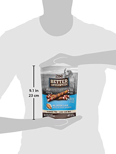 Zoe Better Than Rawhide Twists for Dogs, BBQ Chicken Flavor, 12 Pack (5.2 oz)