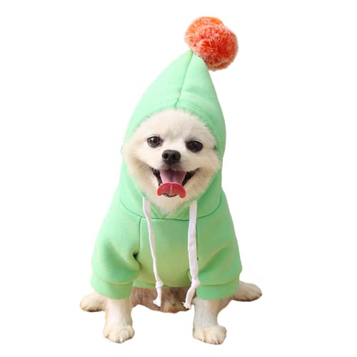 Warm Dog Winter Clothes Cute Fruit Dog Coat Hoodies Fleece Pet Dogs Costume Jacket for French Bulldog Chihuahua Ropa para Perro(Green,S)