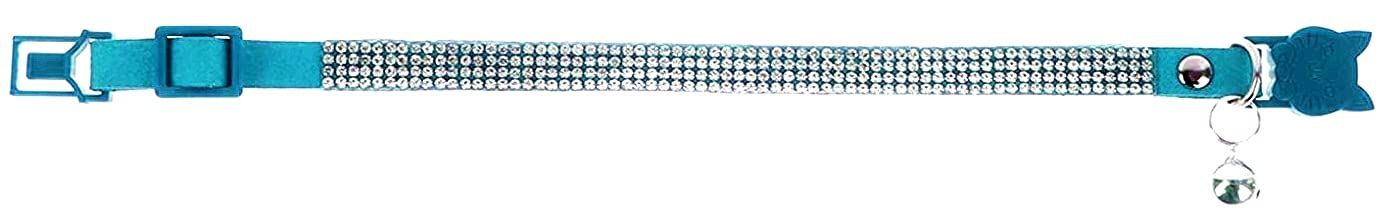 haoyueer Rhinestones Dog Cat Collars with Bell Bling Pet Puppy Collars with Soft Velvet Crystal Collars Girl Jeweled Necklace (Blue) … - Furr-Reel