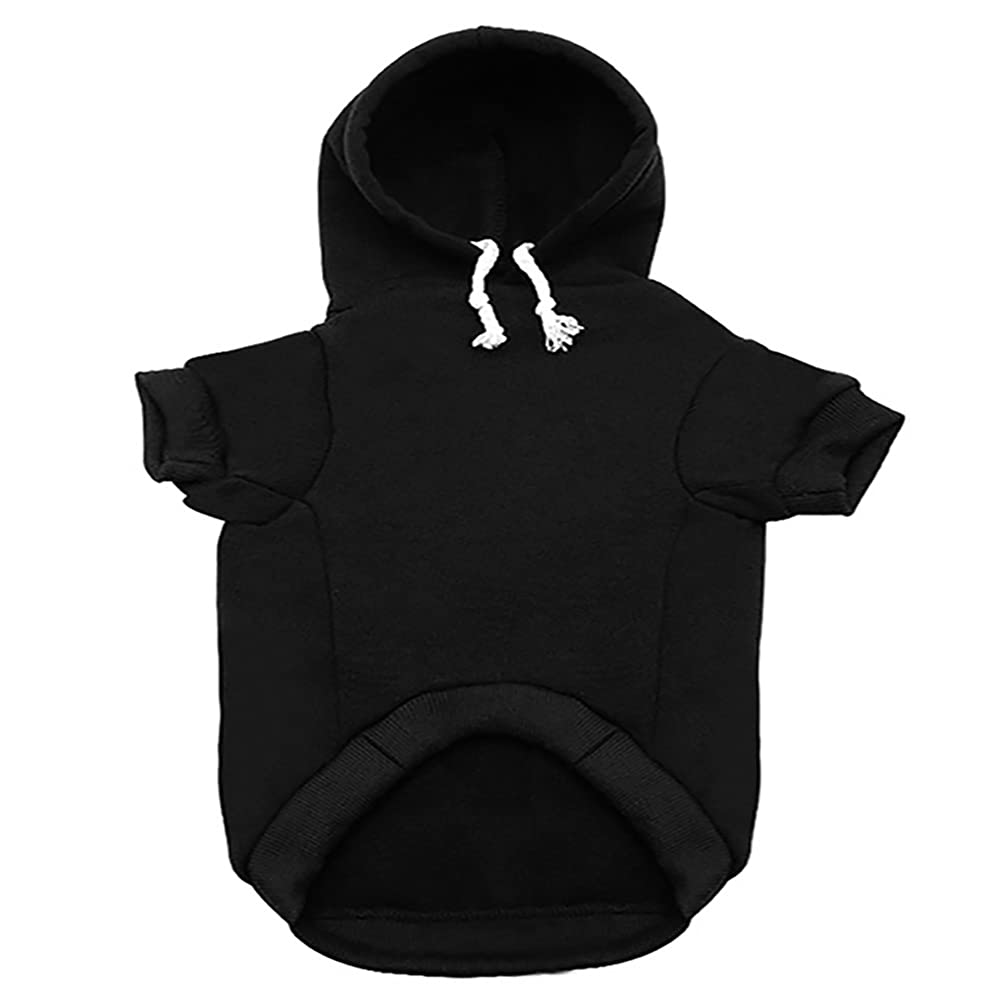 Dog Hoodies Clothes Security Rdc Pet Apparel Winter Sweatshirt Warm Sweater Cotton Jacket Coat Hoodie for Samll Dog Medium Large Cat Black, M - Furr-Reel