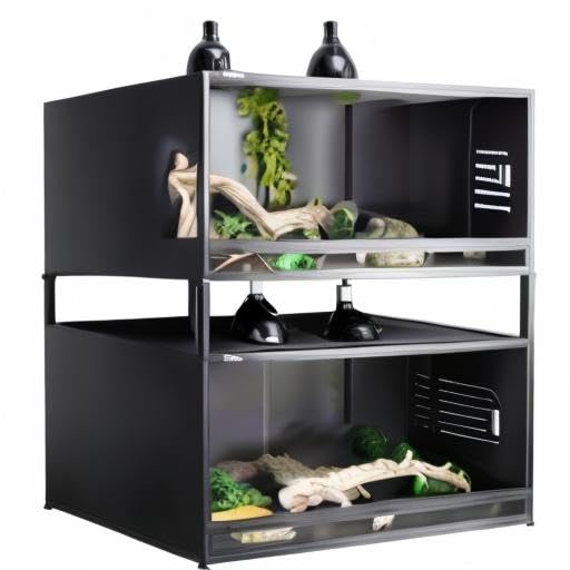 PVC Reptile Enclosure 44''x20''x20'' Stackable ToxiRium Large Reptile Terrarium 76 Gallons for Bearded Dragon Gecko Lizard Snake, Wide Breeding Vivarium Area with Sliding Doors Lock-2pcs with spacers