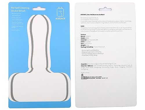 ACE2ACE Dog Brush, Cat Brush for Shedding Long and Short Haired, Self-Cleaning Dog Slicker Brush, Removes Loose Fur for Puppy, Cockapoo, Labrador, Golden Retriever, Pomeranian, Poodle, Rabbits, Blue - Furr-Reel