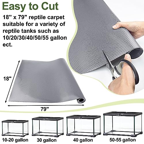 TCYPUHL Reptile Carpet, Reptile Mat, Bearded Dragon, Leopard Gecko Substrate,Bearded Dragon Tank Flooring, Snake,Tortoise Bedding, Bearded Dragon Tank Accessories (18"X 79", 1 PCS)