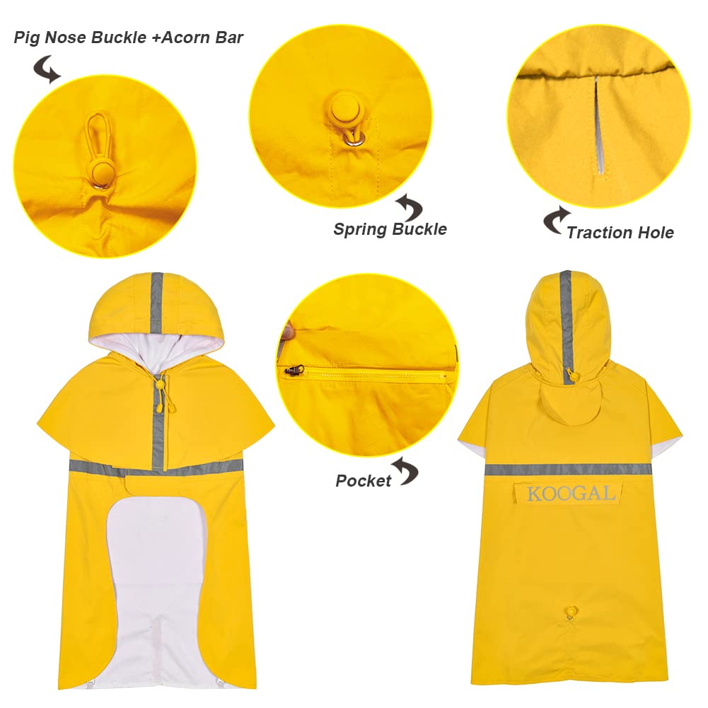 KOOGAL Pet Large Dog Raincoat Apparel Poncho Waterproof for Medium Large Sized for Dog Raincoat Clothes，Dog Rain Jacket,Pet Dog Clothes,Raincoats Coat (Green, 2XL)