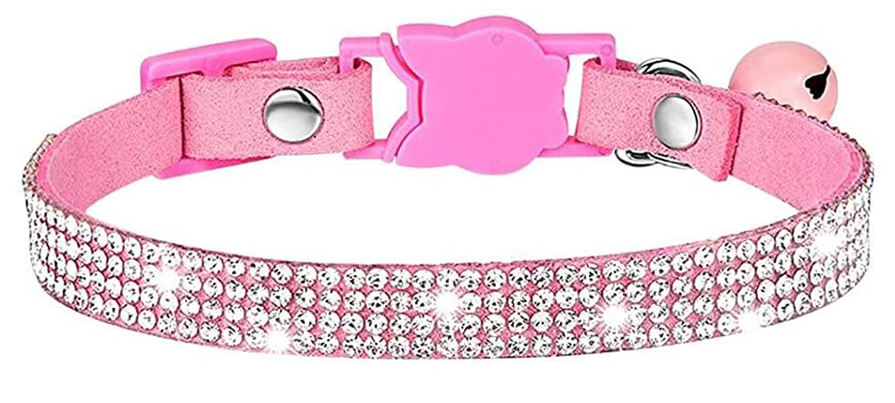 haoyueer Rhinestones Dog Cat Collars with Bell Bling Pet Puppy Collars with Soft Velvet Crystal Collars Girl Jeweled Necklace (Blue) … - Furr-Reel
