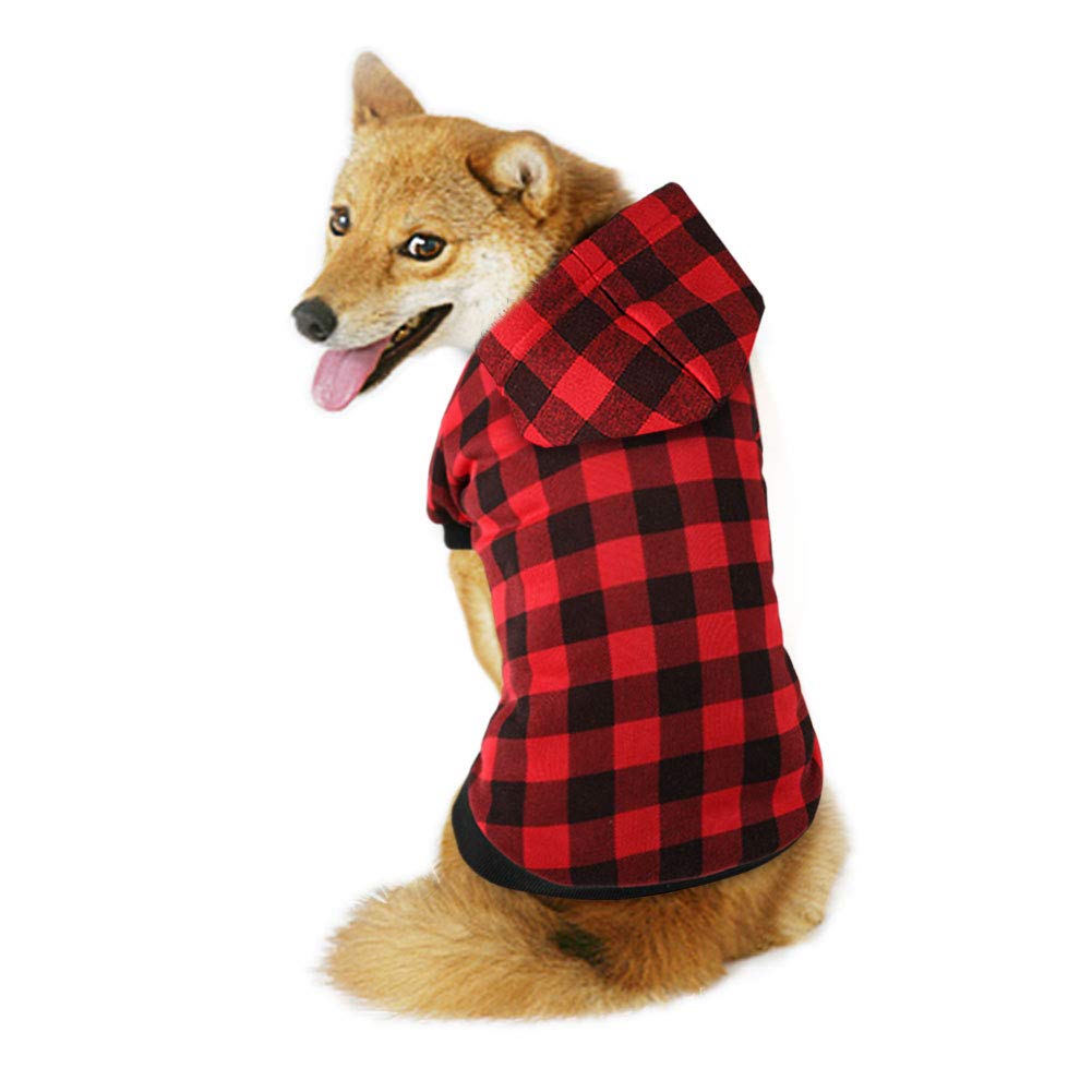 Plaid Dog Hoodie Sweatshirt Sweater for Extra Large Dogs Cat Puppy Clothes Coat Warm and Soft(XL) Furr-Reel