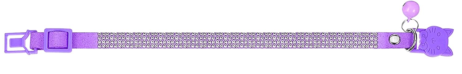 haoyueer Rhinestones Dog Cat Collars with Bell Bling Pet Puppy Collars with Soft Velvet Crystal Collars Girl Jeweled Necklace (Blue) … - Furr-Reel