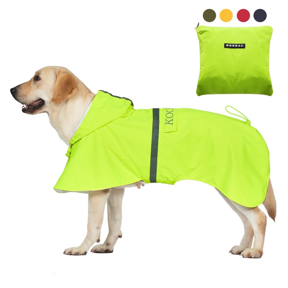 KOOGAL Pet Large Dog Raincoat Apparel Poncho Waterproof for Medium Large Sized for Dog Raincoat Clothes，Dog Rain Jacket,Pet Dog Clothes,Raincoats Coat (Green, 2XL)