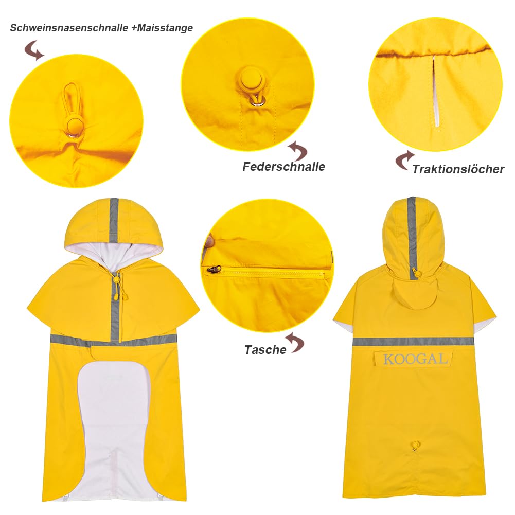 KOOGAL Pet Large Dog Raincoat Apparel Poncho Waterproof for Medium Large Sized for Dog Raincoat Clothes，Dog Rain Jacket,Pet Dog Clothes,Raincoats Coat (Green, 2XL)