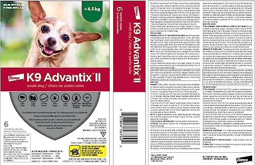 K9 Advantix II Flea and Tick Treatment for Small Dogs weighing less than 4.5 kg (less than 10 lbs.)-2 doses