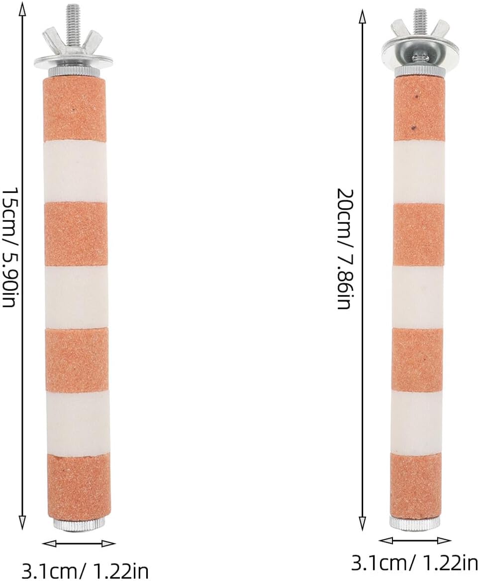 4Pcs Parrot Beak Grinding Stick and Claw Gnawing Perch Set for Cage Birds, Orange White Sturdy Paw Furr-Reel