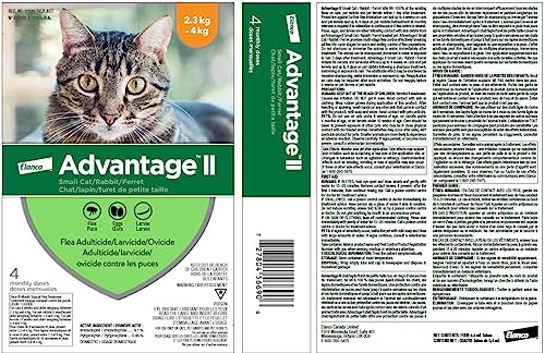 Advantage II Flea Treatment for Small Cats weighing between 2.3 kg to 4 kg (5 lbs. to 9 lbs.)-2 doses