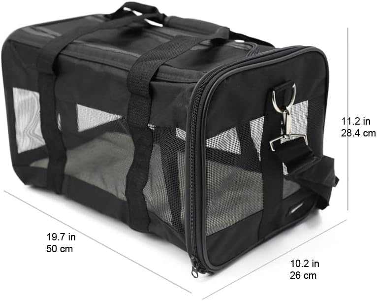 Amazon Basics Soft-Sided Mesh Pet Travel Carrier for Dog, Cat, up to 22 pounds , 19.7" L x 12" W x 12" H, Black