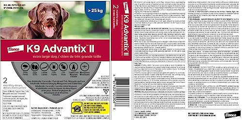 K9 Advantix II Flea and Tick Treatment for Extra Large Dogs weighing over 25 kg (over 55 lbs.)-6 doses