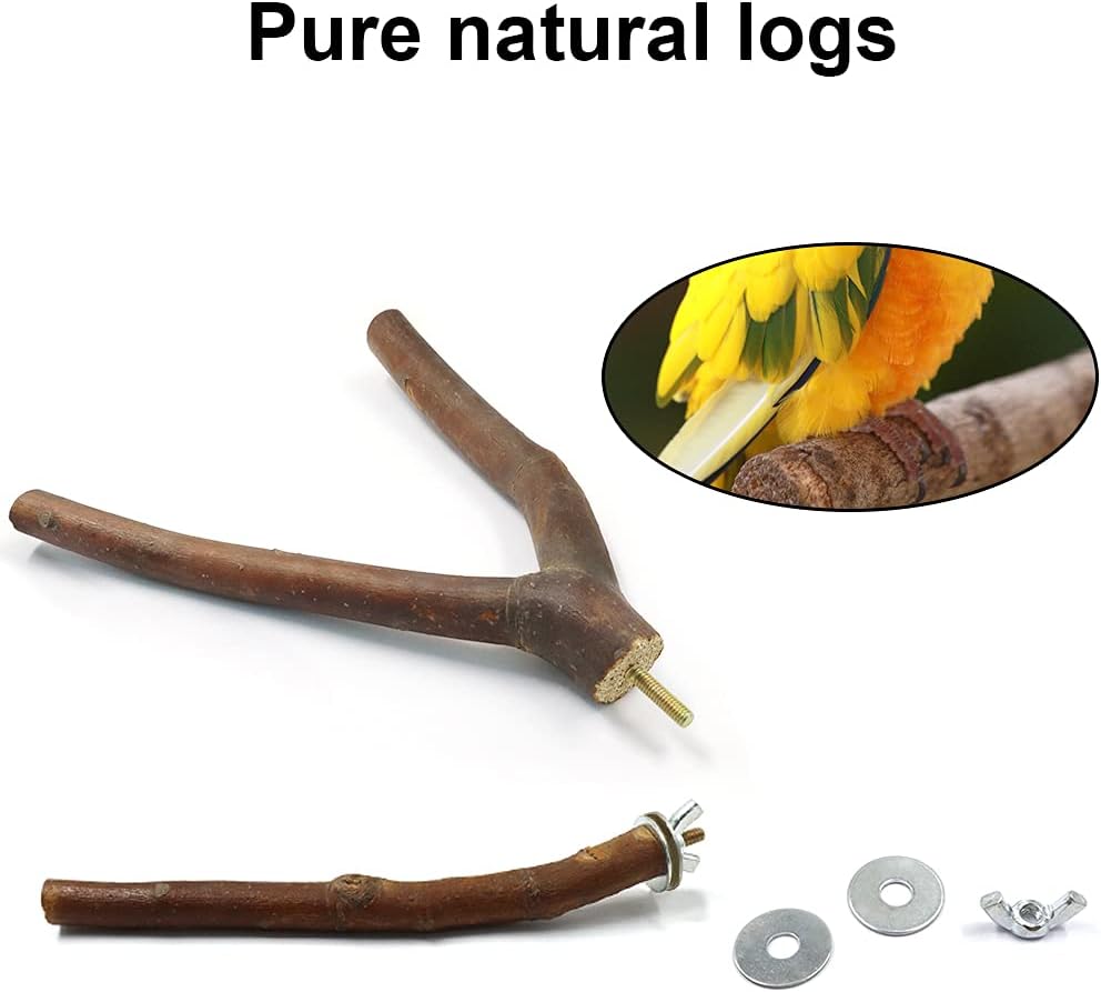 10Pcs Natural Wood Bird Perch Stand Set, Parrot Stand Perch Platform, Pet Bird Swing Toy for Budgies Cockatiel Parakeet Lovebirds (nature)