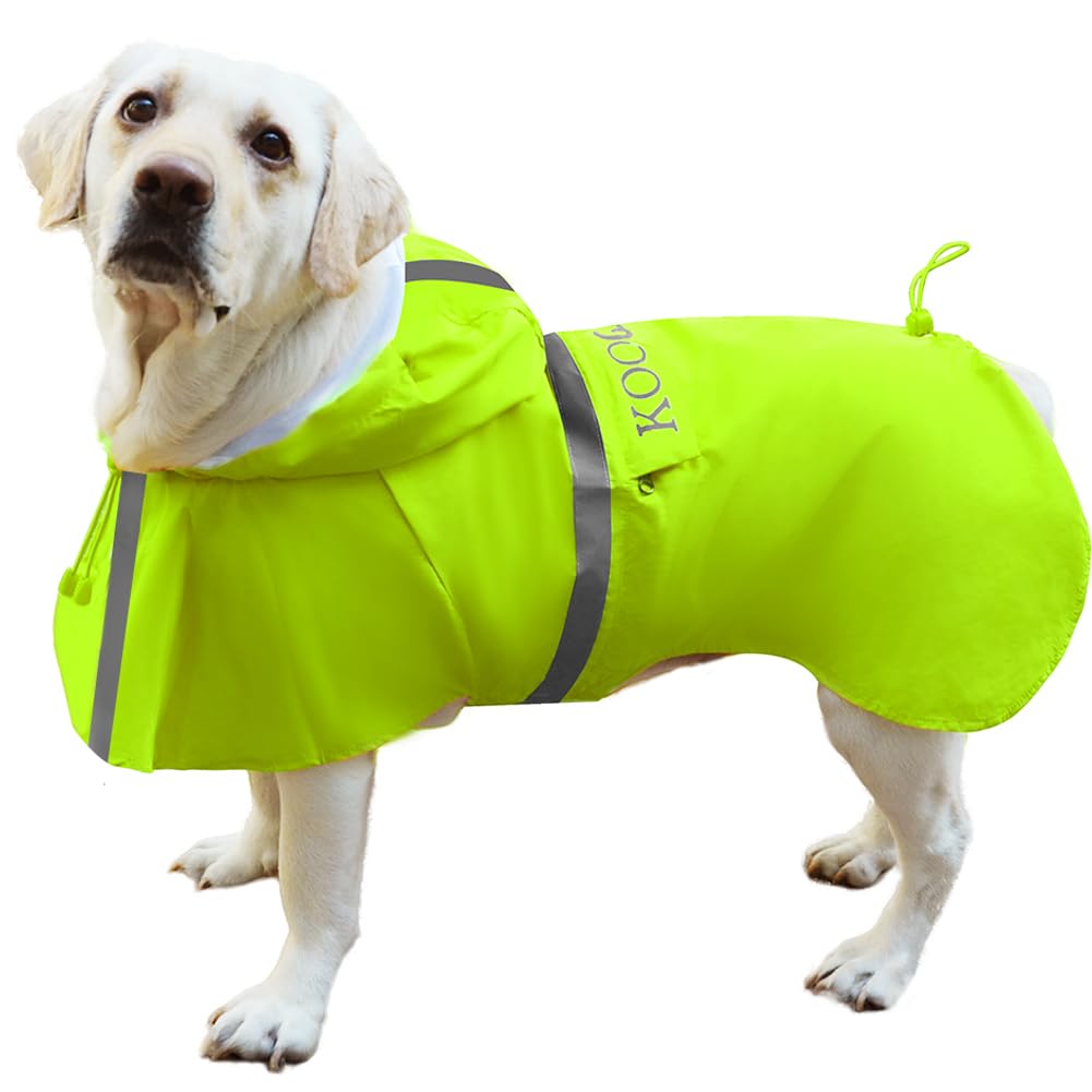 KOOGAL Pet Large Dog Raincoat Apparel Poncho Waterproof for Medium Large Sized for Dog Raincoat Clothes，Dog Rain Jacket,Pet Dog Clothes,Raincoats Coat (Green, 2XL)