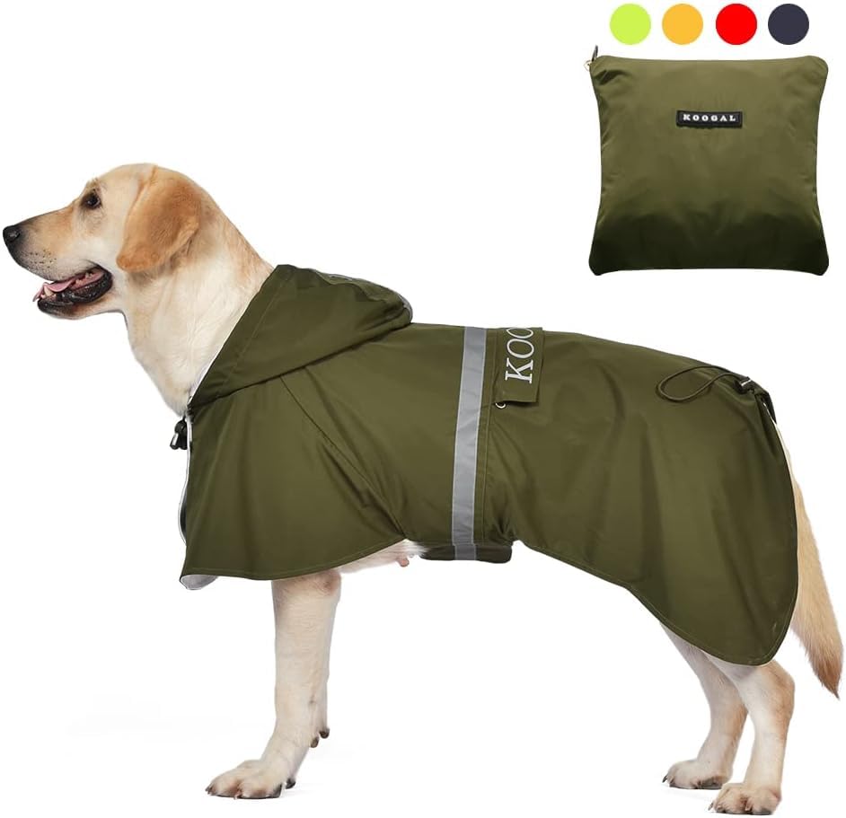 KOOGAL Pet Large Dog Raincoat Apparel Poncho Waterproof for Medium Large Sized for Dog Raincoat Clothes，Dog Rain Jacket,Pet Dog Clothes,Raincoats Coat (Green, 2XL)