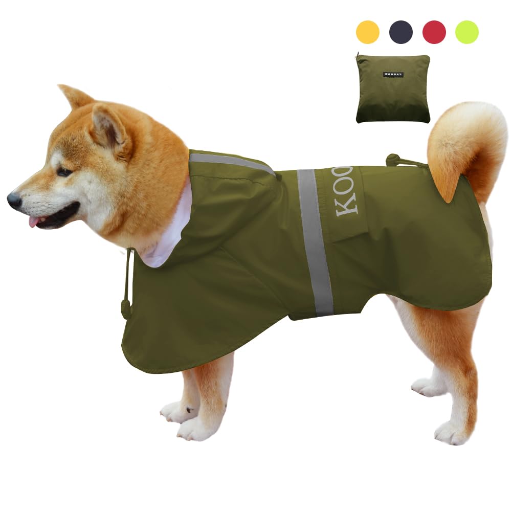 KOOGAL Pet Large Dog Raincoat Apparel Poncho Waterproof for Medium Large Sized for Dog Raincoat Clothes，Dog Rain Jacket,Pet Dog Clothes,Raincoats Coat (Green, 2XL)