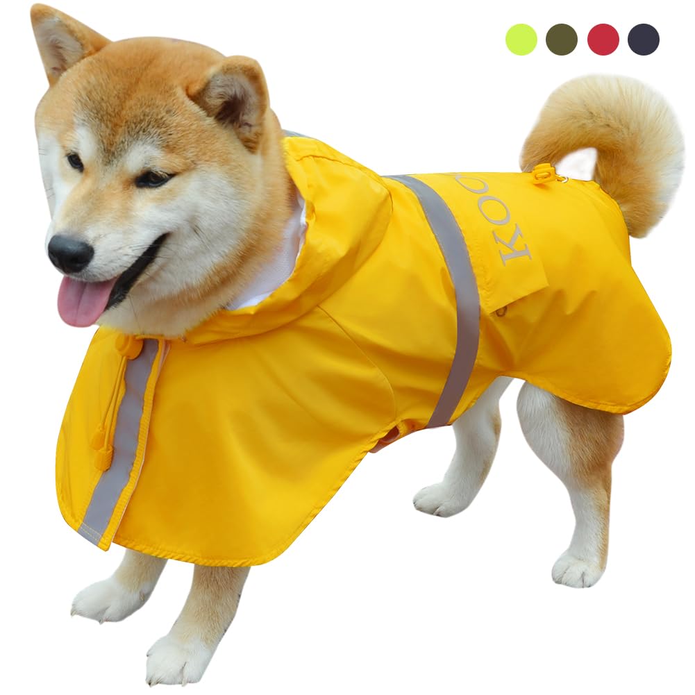 KOOGAL Pet Large Dog Raincoat Apparel Poncho Waterproof for Medium Large Sized for Dog Raincoat Clothes，Dog Rain Jacket,Pet Dog Clothes,Raincoats Coat (Green, 2XL)