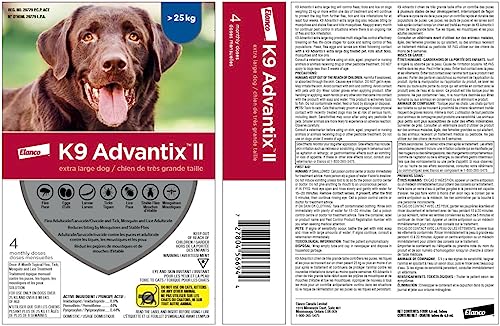 K9 Advantix II Flea and Tick Treatment for Extra Large Dogs weighing over 25 kg (over 55 lbs.)-6 doses