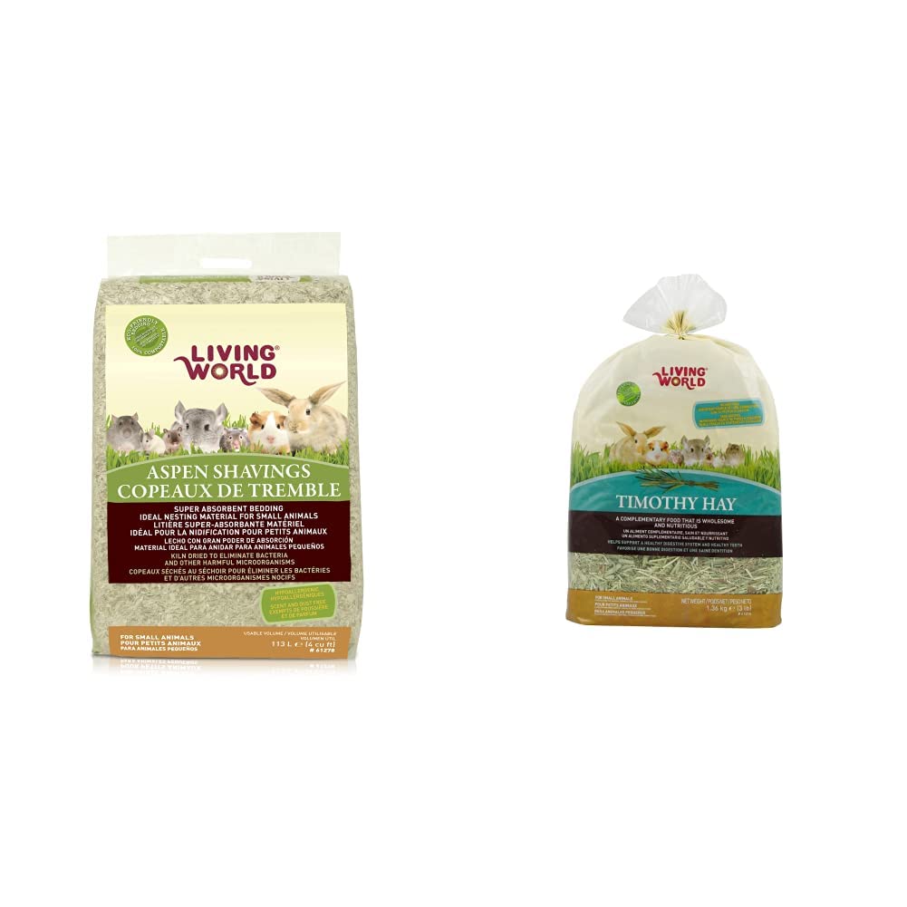 Living World Aspen Wood Shavings for Small Animals, Bedding & Nesting Material, 1200 Cubic Inches