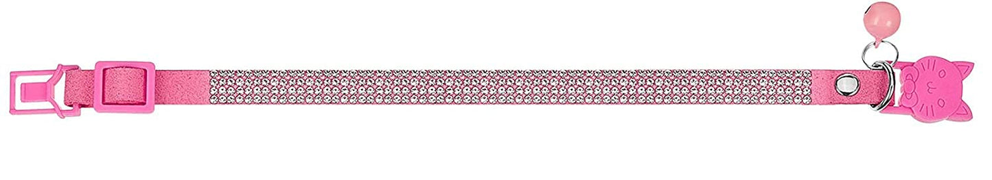 haoyueer Rhinestones Dog Cat Collars with Bell Bling Pet Puppy Collars with Soft Velvet Crystal Collars Girl Jeweled Necklace (Blue) … - Furr-Reel