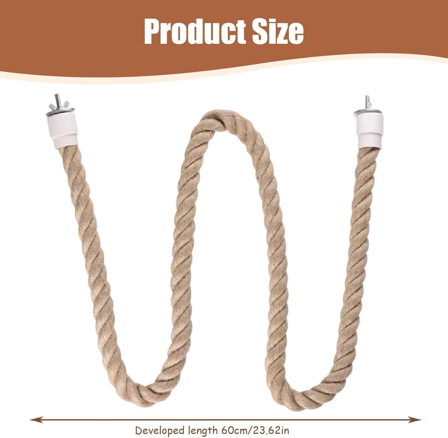24 Inch Hanging Bird Rope Perch for Parrots, Cockatiels, Budgie, Parakeet & Other Small Birds - Natural Chew Toy & Perching Stand Furr-Reel