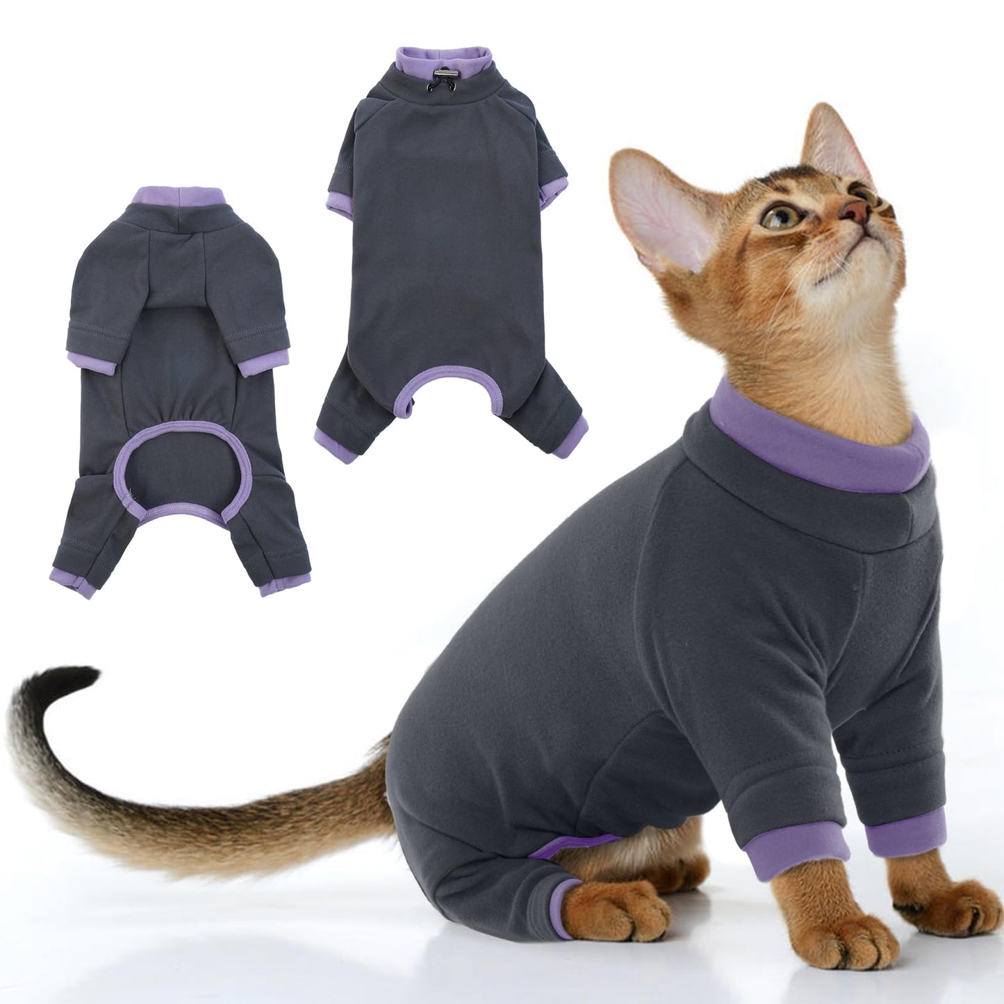 PUMYPOREITY Sticky Cat Clothes - Soft Cat Sweaters & Pajamas for Recovery & Hair Loss Prevention, Green, XS