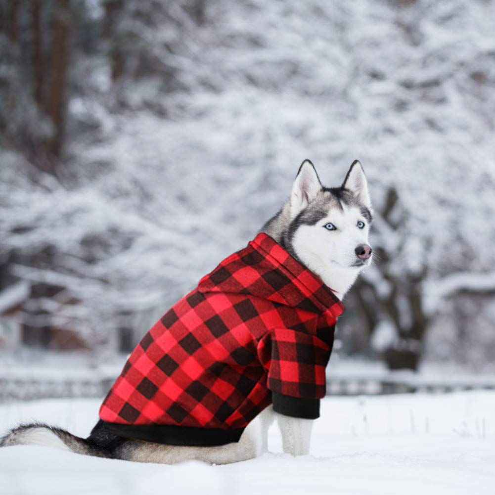 Plaid Dog Hoodie Sweatshirt Sweater for Extra Large Dogs Cat Puppy Clothes Coat Warm and Soft(XL) Furr-Reel
