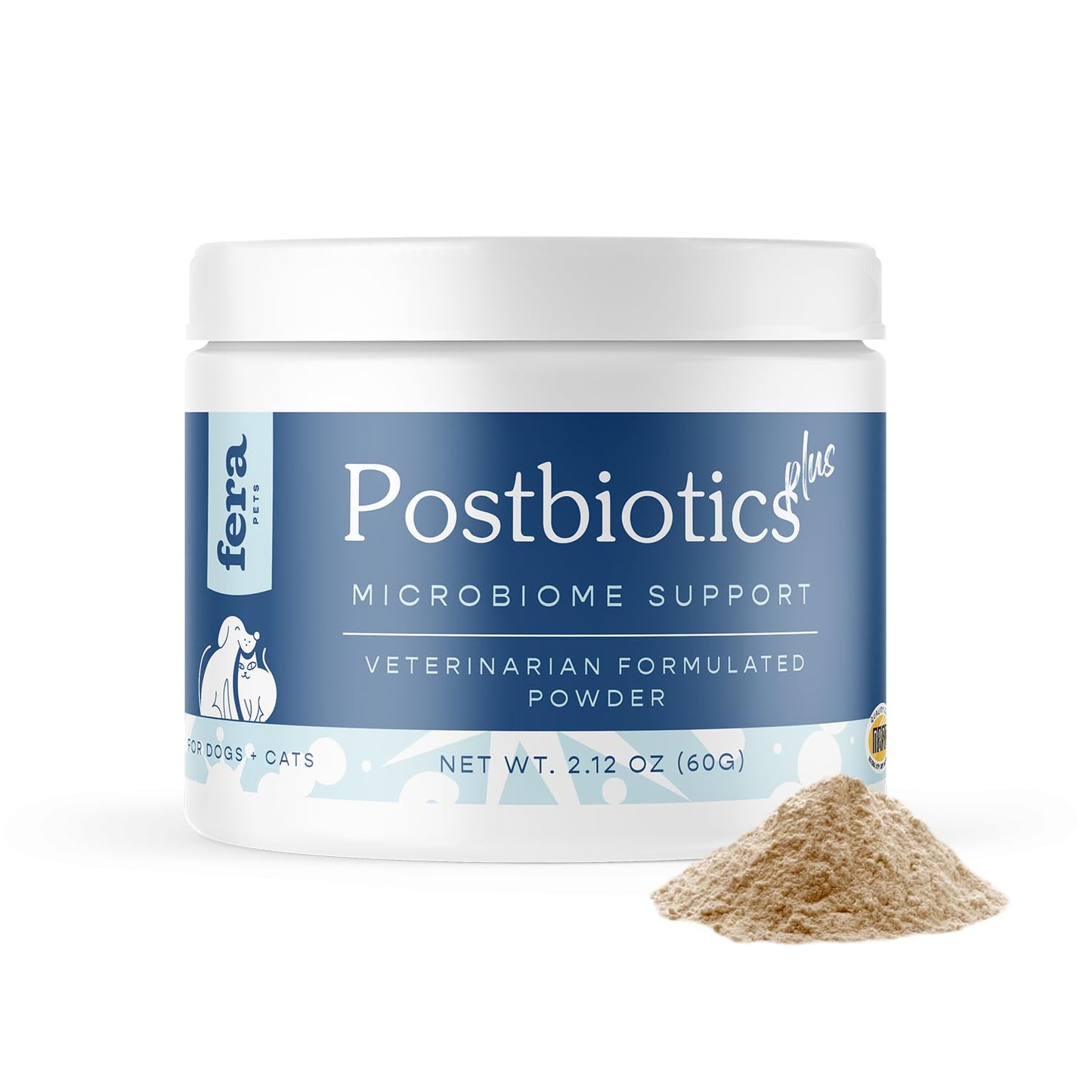 Fera Pets Organic Probiotics for Dogs & Cats - Cat & Dog Probiotic Supplement with 12 Strains & Prebiotics for Your Pet’s Digestion - 60 Scoops