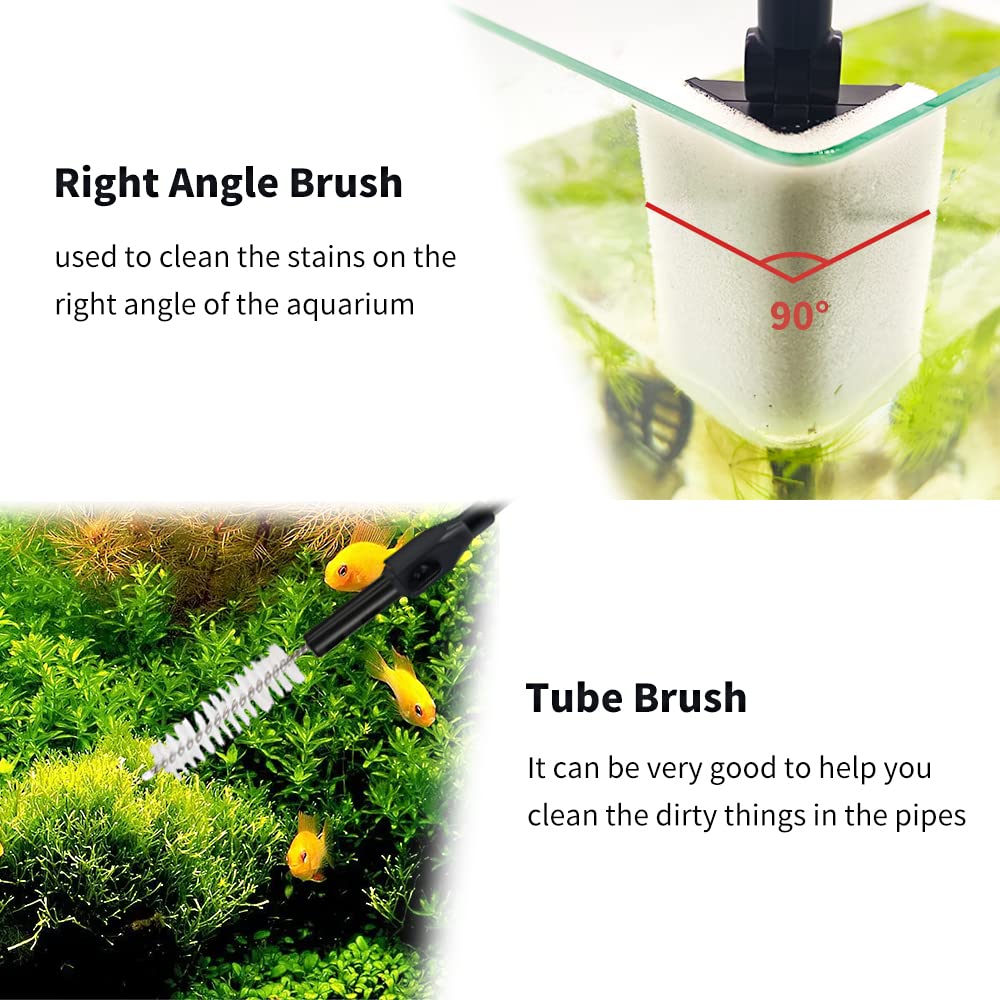 Aquarium Gravel Cleaner, Fish Tank Cleaner, Quick Water Changer, Gravel Vacuum for Aquarium, Fish Tank Vacuum Gravel Cleaning Kit for Water Changing Sand Washing with Cleaning Brush