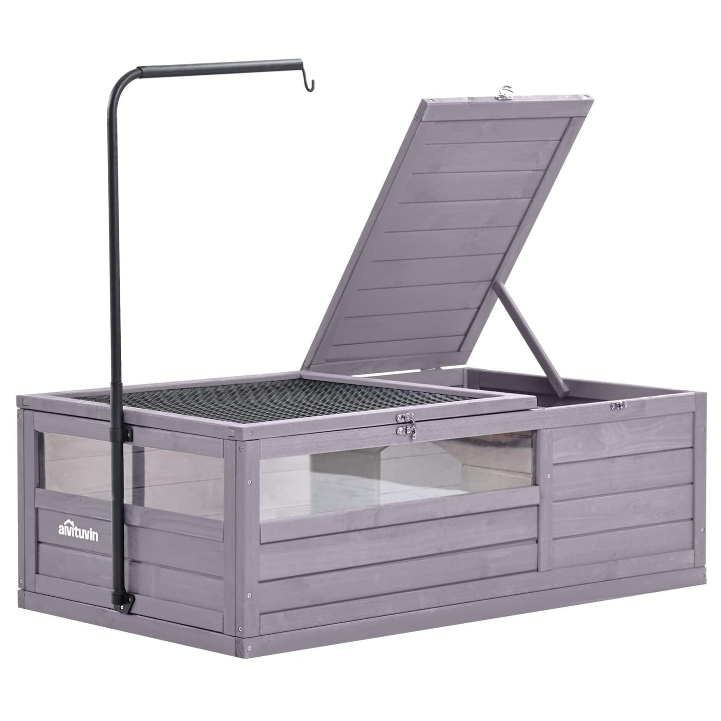 Aivituvin Tortoise Habitat Turtle Enclosure, Wooden Tortoise House Reptile Cage for Small Animals Indoor-Outdoor, Adjustable Lamp Holder Included