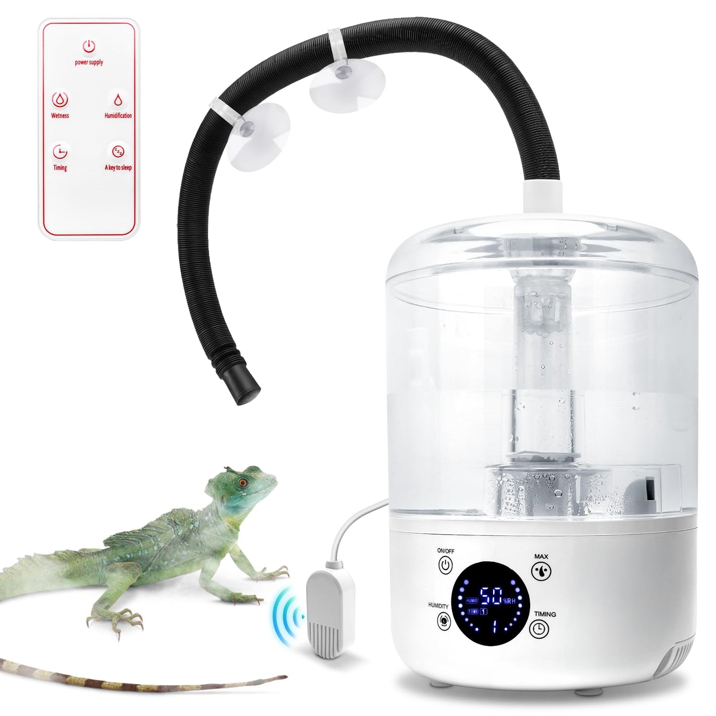 4L Reptile Fogger Humidifier - Terrariums Fog Machine with Humidity Control Sensor, Timer & 3 Adjustable Mist Levels, Touch & Remote Control, Reptile Mister for Reptiles Amphibians Snake Herps Furr-Reel